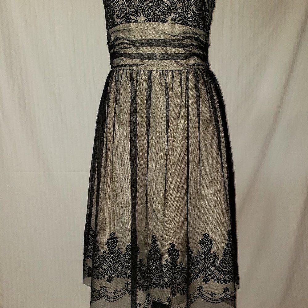 David's Bridal Black Mesh Tulle with Beaded Accents, Size 10, Strapless